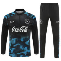 24-25 Napoli black with blue half zipper training tracksuit