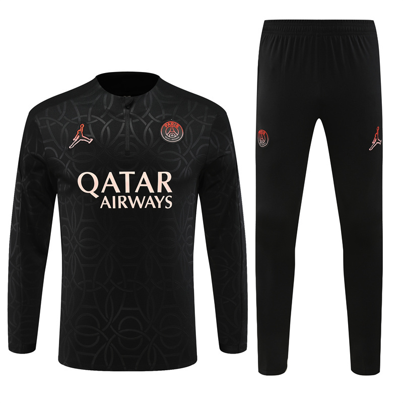 006-145 24-25 PS G Jrdan black with embossing half zipper training tracksuit