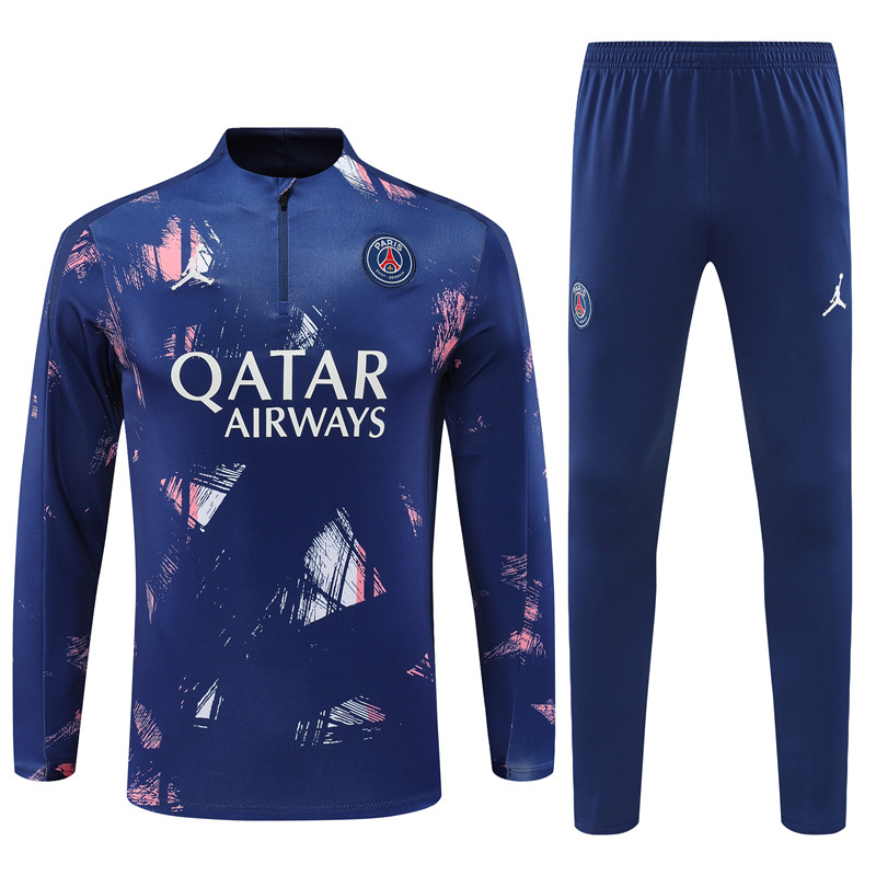 006-148 24-25 PS G navy blue with pink half zipper training tracksuit