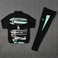 24-25 Portugal black with green half zipper sweater tracksuit