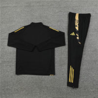 24-25 Real Madrid black with gold half zipper training tracksuit