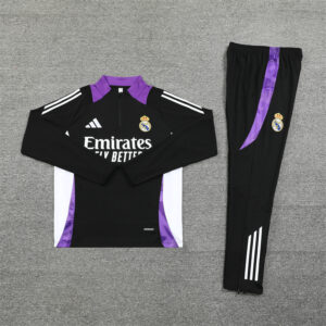 24-25 Real Madrid black with purple half zipper training tracksuit - Image 6