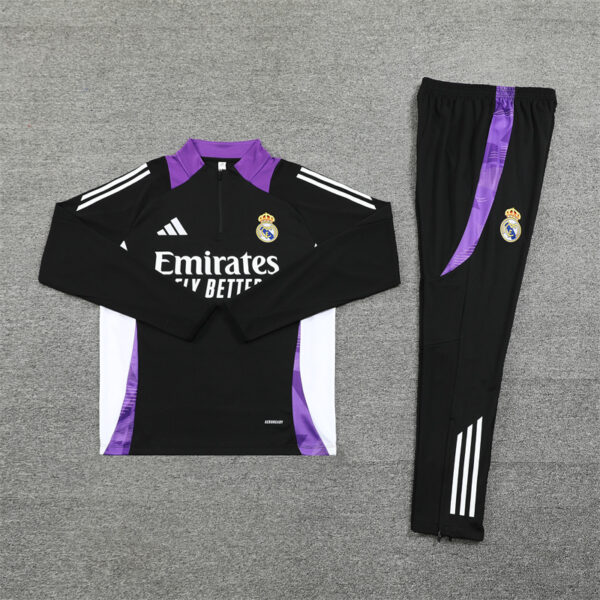 24-25 Real Madrid black with purple half zipper training tracksuit - Image 6