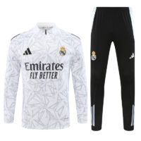 24-25 Real Madrid white with gray half zipper training tracksuit