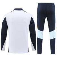 24-25 Real Madrid white with navy blue half zipper training tracksuit