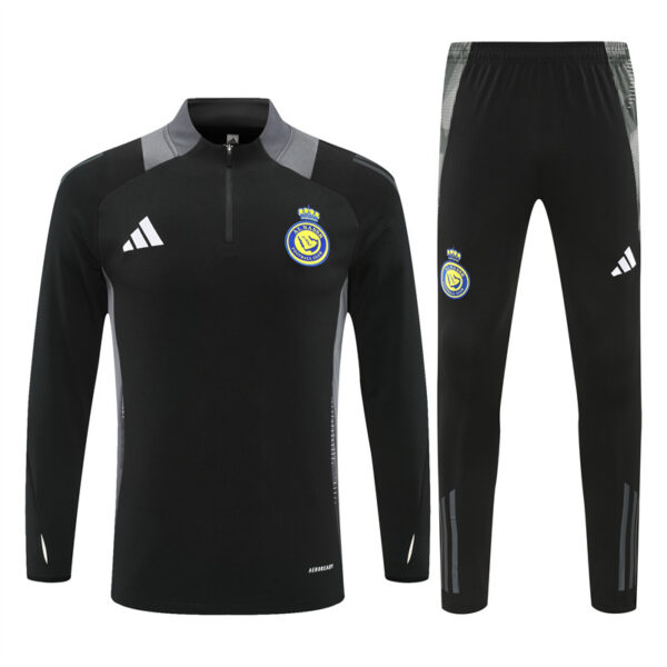 24-25 Riyadh black with gray stripe half zipper sweater tracksuit - Image 6
