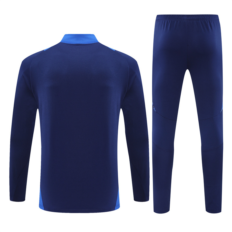 24-25 Riyadh navy blue stripe half zipper sweater tracksuit