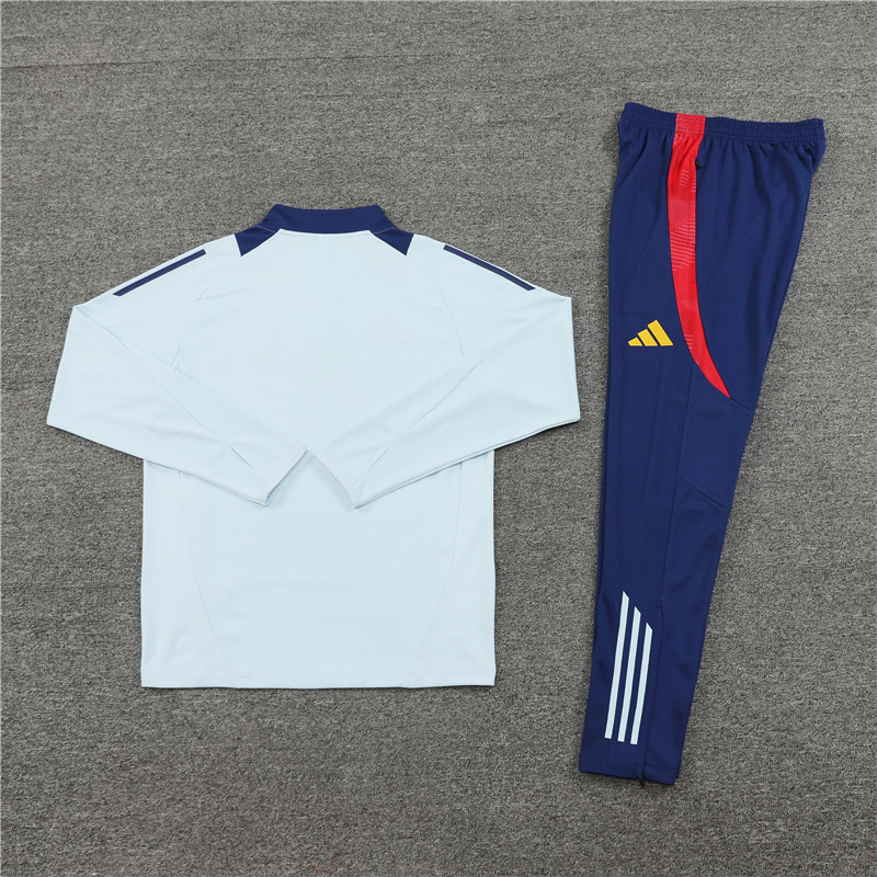 006-169 24-25 Spain light blue with red stripe half zipper training tracksuit