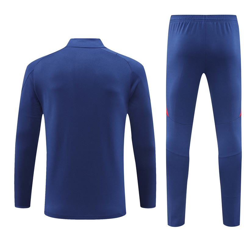 24-25 Spain navy blue with red half zipper training tracksuit