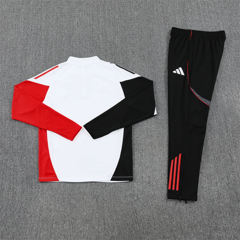 25-26 Ajax white with black and red stripe half zipper sweater tracksuit