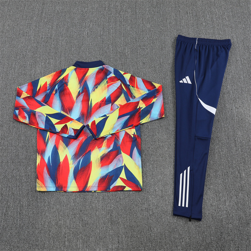 25-26 Arsenal camo yellow with red half zipper sweater tracksuit