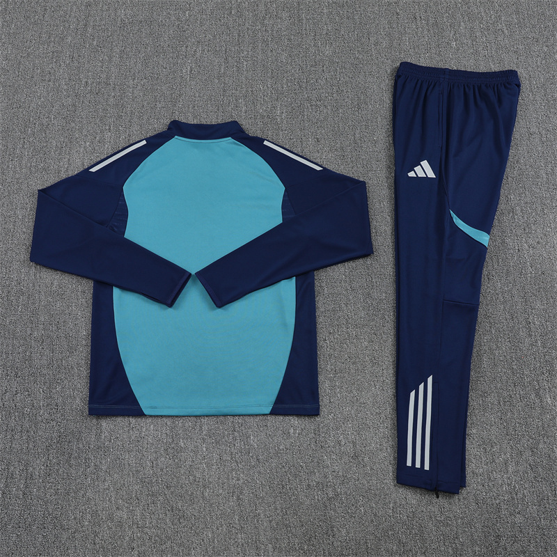 25-26 Arsenal green with navy blue half zipper sweater tracksuit