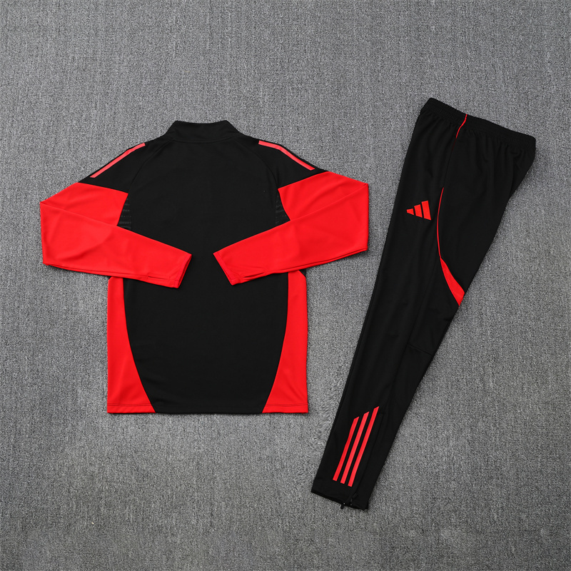 25-26 Bayern black with red half zipper sweater tracksuit