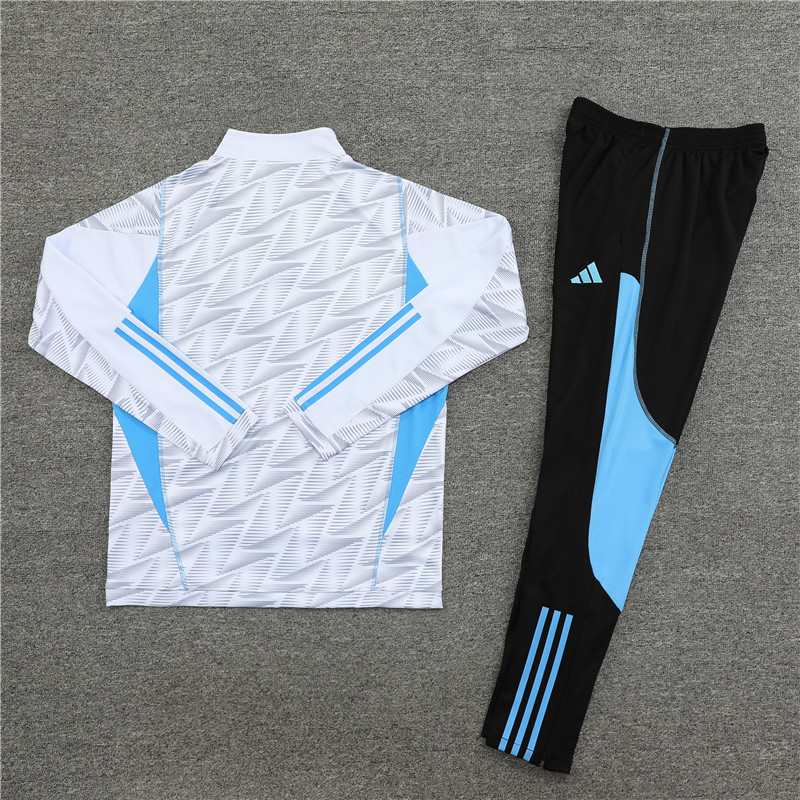 006-18 23-24 Argentina white with gray half zipper training tracksuit
