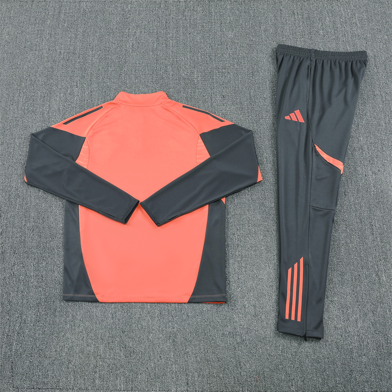 25-26 Bayern orange with gray stripe half zipper sweater tracksuit