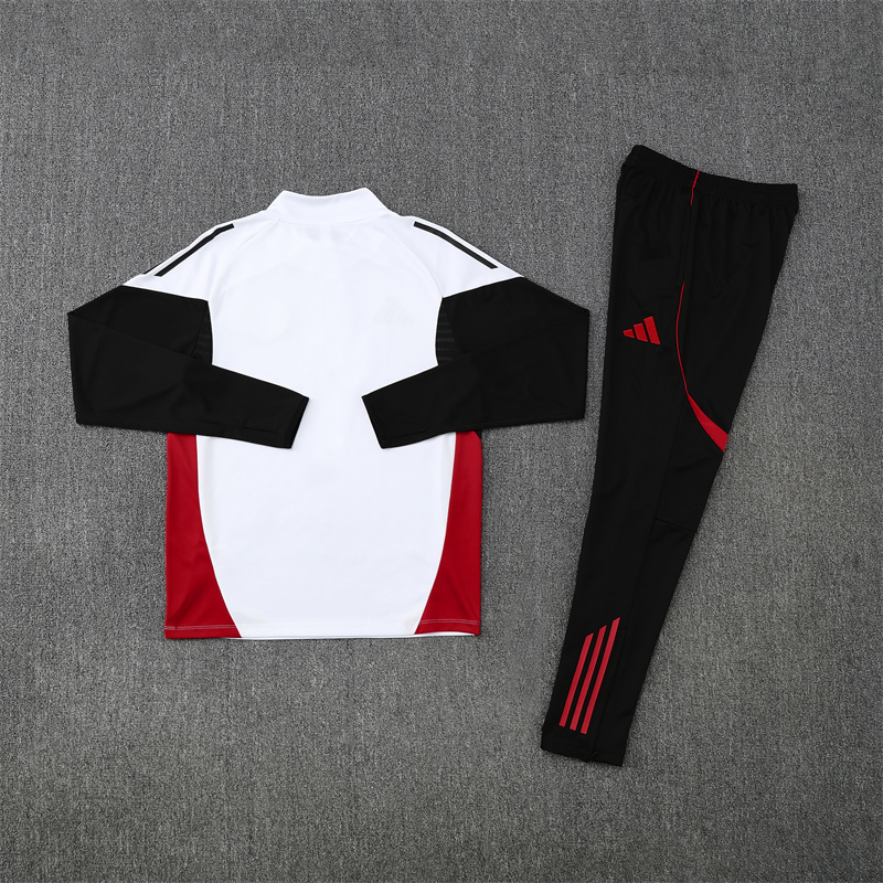 25-26 Manud white with black and red stripe half zipper sweater tracksuit