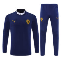 25-26 Portugal navy blue with white half zipper sweater tracksuit