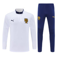 25-26 Portugal white with navy blue half zipper sweater tracksuit