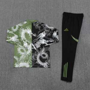 25-26 Real Madrid black and green dragon version half zipper sweater tracksuit - Image 6