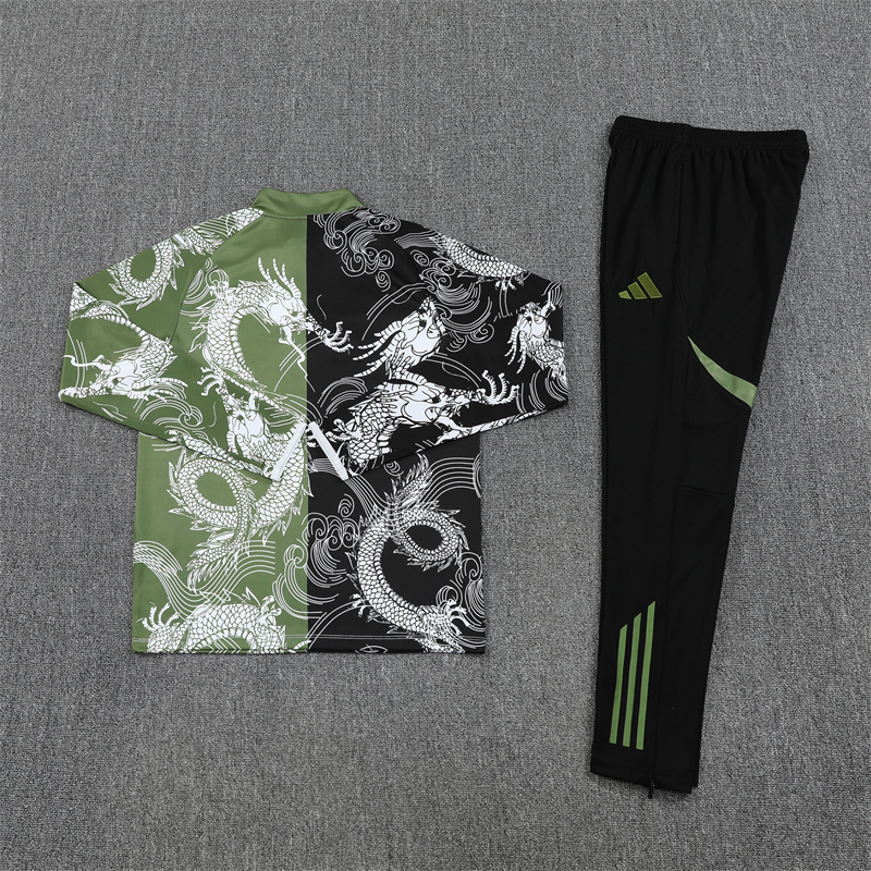 25-26 Real Madrid black and green dragon version half zipper sweater tracksuit