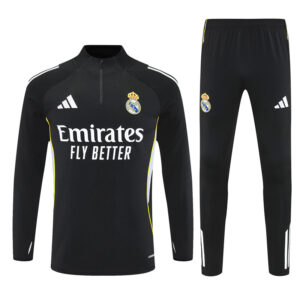 25-26 Real Madrid black with white stripe half zipper sweater tracksuit - Image 6