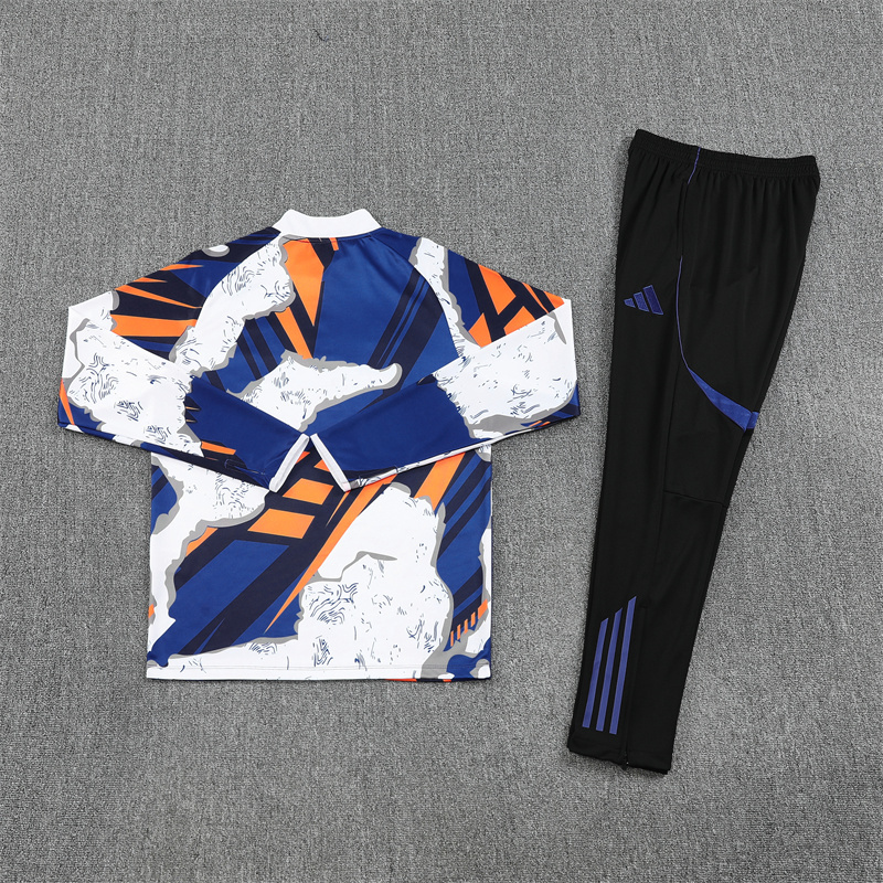 25-26 Real Madrid camo yellow, white and blue half zipper sweater tracksuit