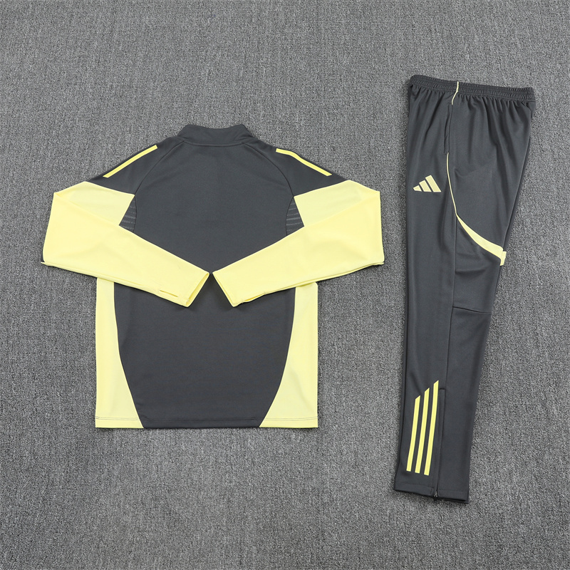25-26 Real Madrid dark gray with green half zipper sweater tracksuit