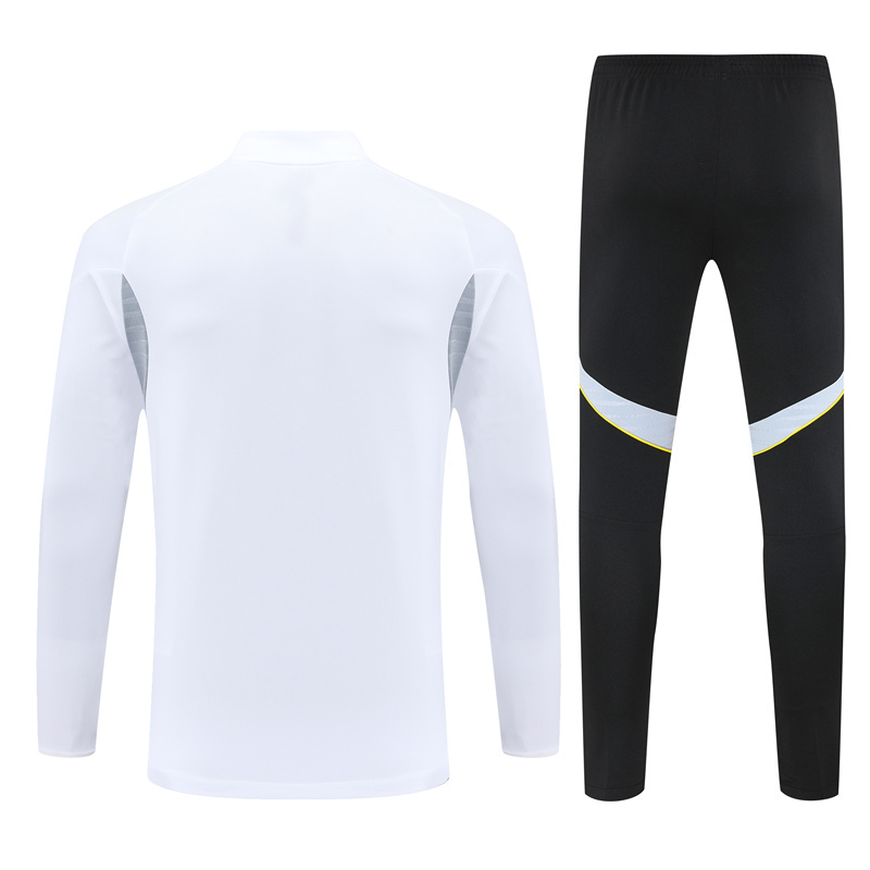 25-26 Real Madrid white with gray stripe half zipper sweater tracksuit