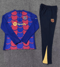 24-25 Bar blue with red half zipper training tracksuit