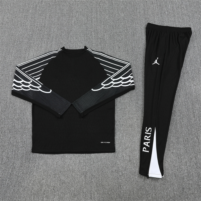 006-202 CL version 25-26 PS G Jrdan black with white stripe half zipper sweater tracksuit
