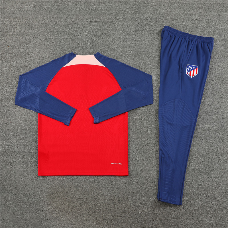 006-205 Player version 23-24 ATM red with navy blue half zipper training tracksuit
