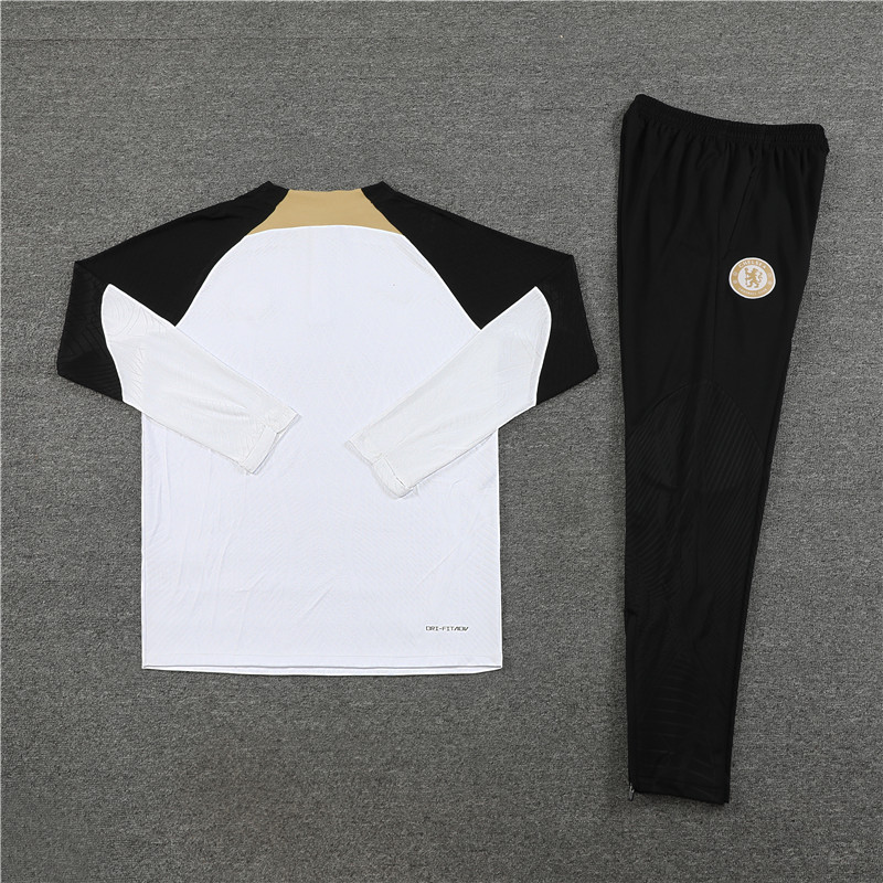 Player version 23-24 Chelsea white with black half zipper training tracksuit