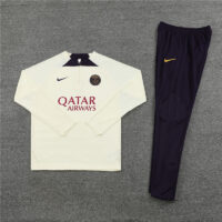 Player version 23-24 PS G beige with purple half zipper sweater tracksuit