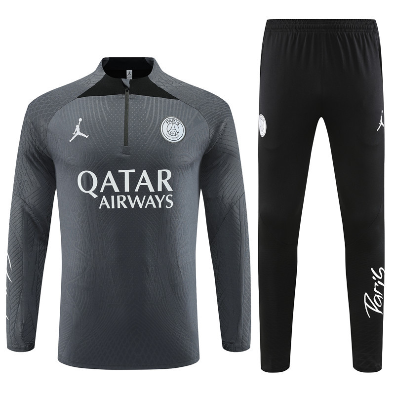 Player version 23-24 PS G dark gray half zipper sweater tracksuit