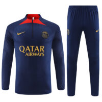 Player version 23-24 PS G navy blue with red half zipper sweater tracksuit