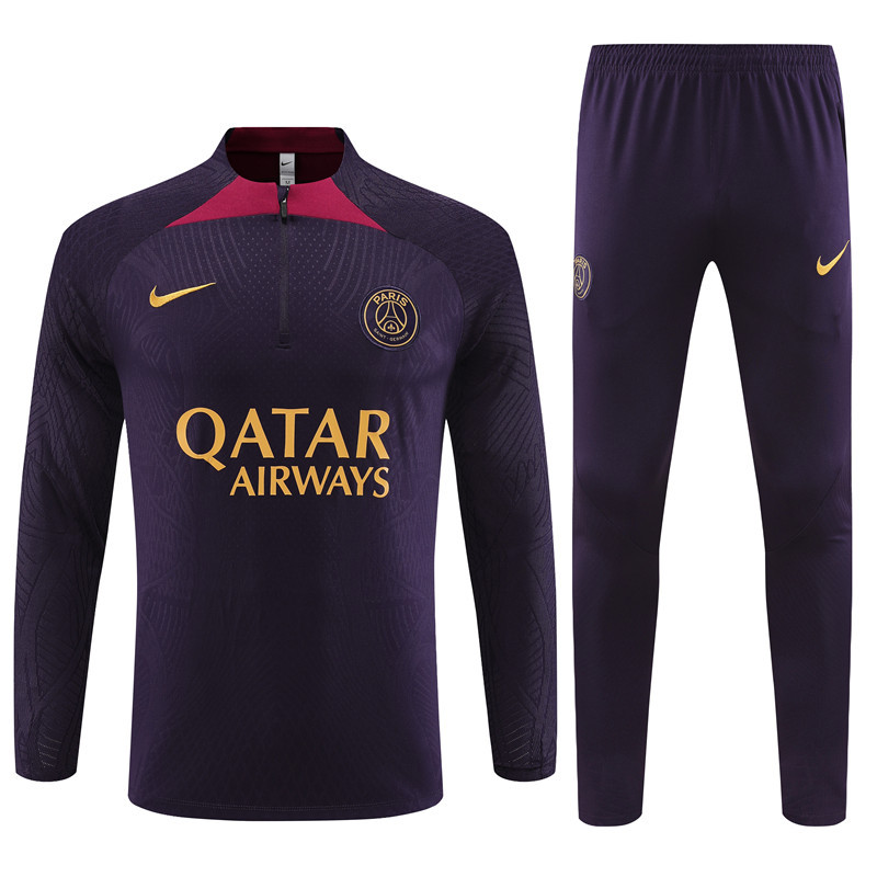 Player version 23-24 PS G purple half zipper sweater tracksuit