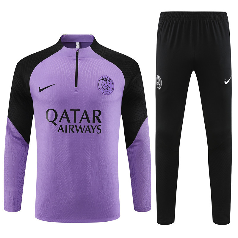 Player version 23-24 PS G purple with black half zipper sweater tracksuit