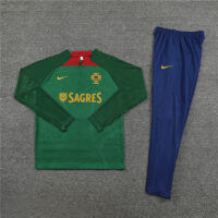 006-217 Player version 23-24 Portugal green with blue pants half zipper sweater tracksuit