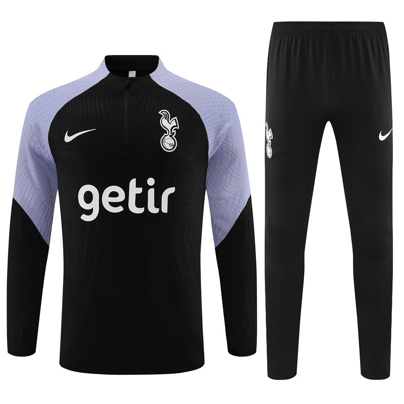 Player version 23-24 Tottenham black with purple half zipper sweater tracksuit