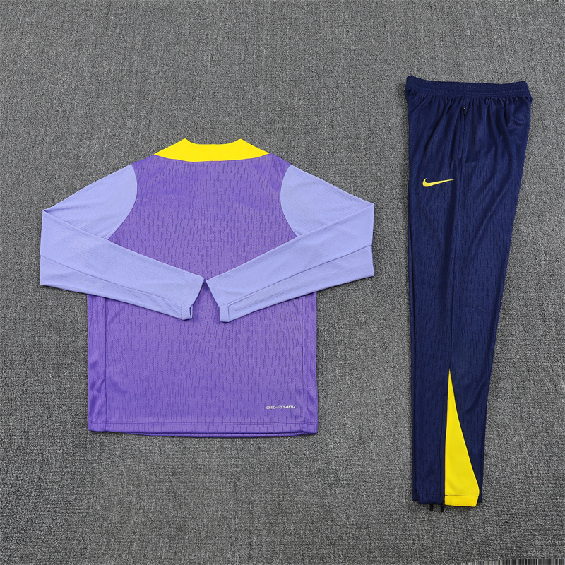 Player version 24-25 ATM purple with yellow stripe half zipper sweater tracksuit