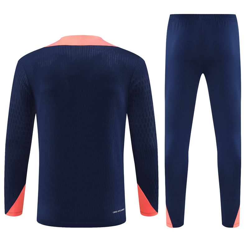 Player version 24-25 Bar navy blue with pink stripe half zipper sweater tracksuit
