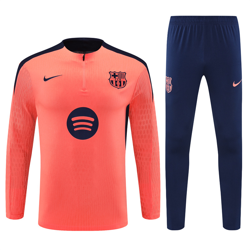 Player version 24-25 Bar orange with navy blue stripe half zipper sweater tracksuit