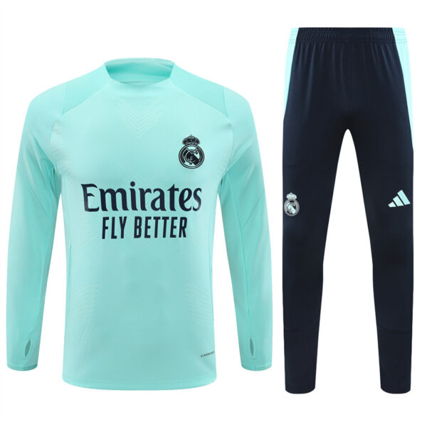 Player version 24-25 Real Madrid lake blue round collar training tracksuit - Image 6