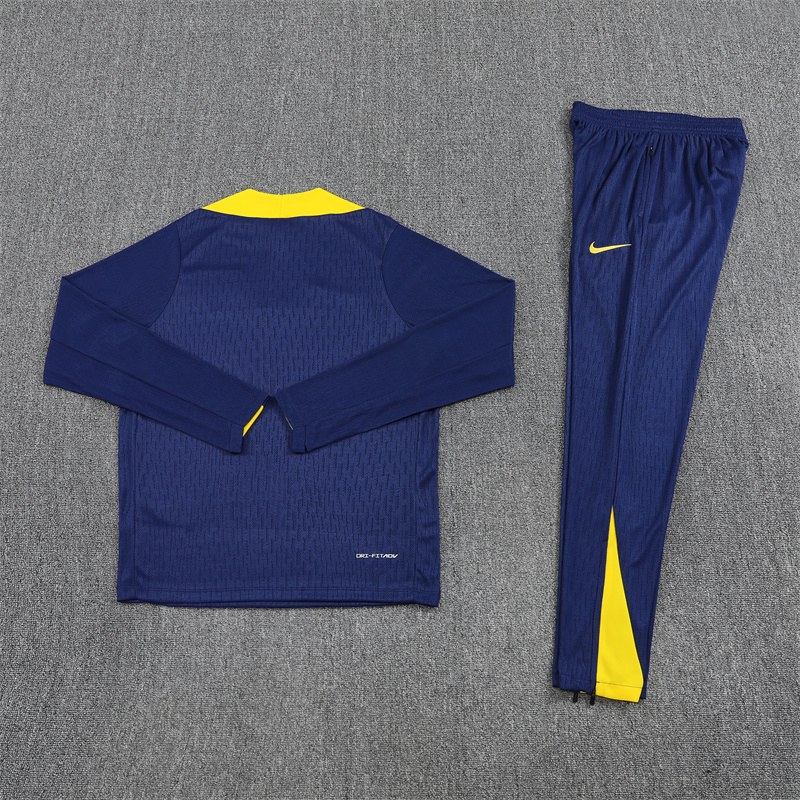 Player version 25-26 ATM navy blue with yellow stripe half zipper sweater tracksuit