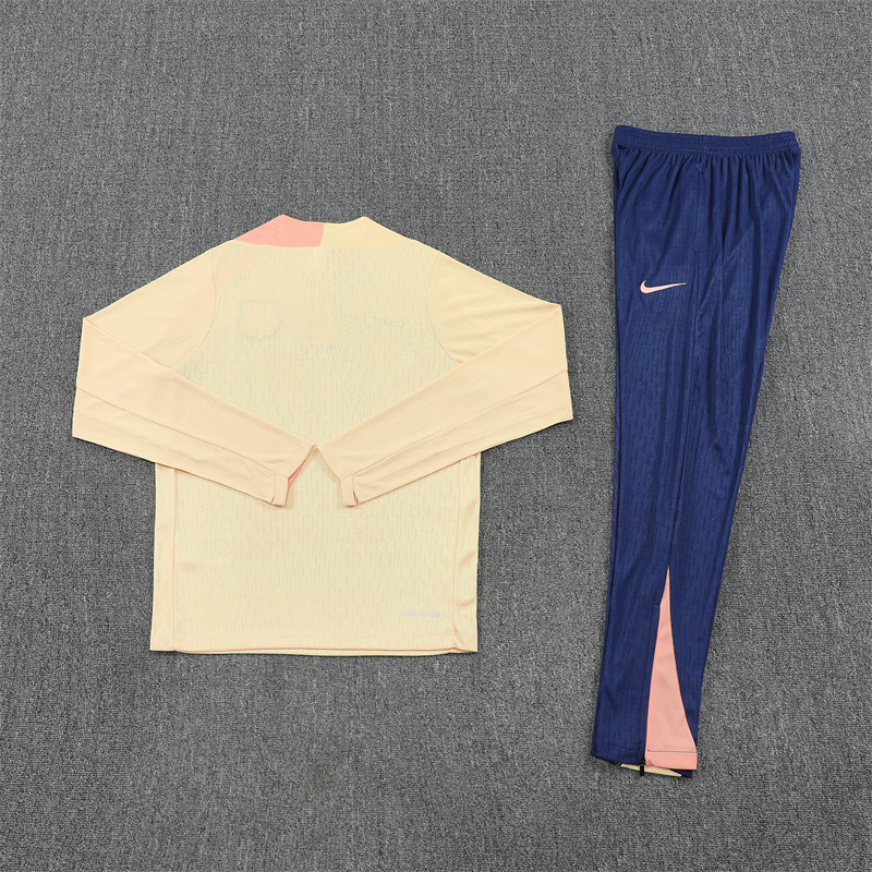 Player version 25-26 Bar beige with pink stripe half zipper sweater tracksuit