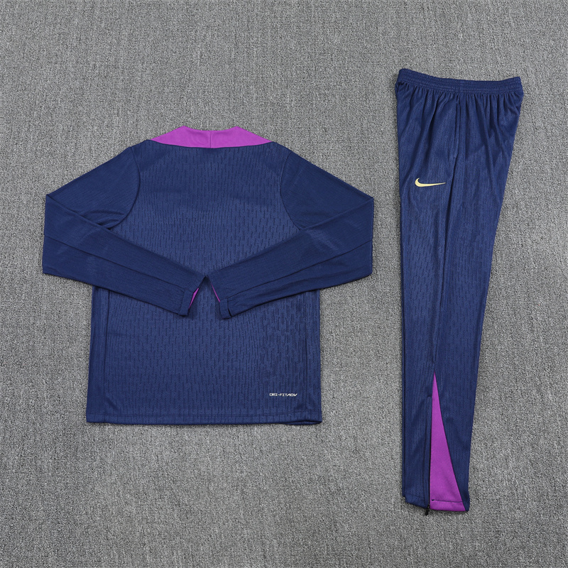 Player version 25-26 Bar navy blue with purple stripe half zipper sweater tracksuit