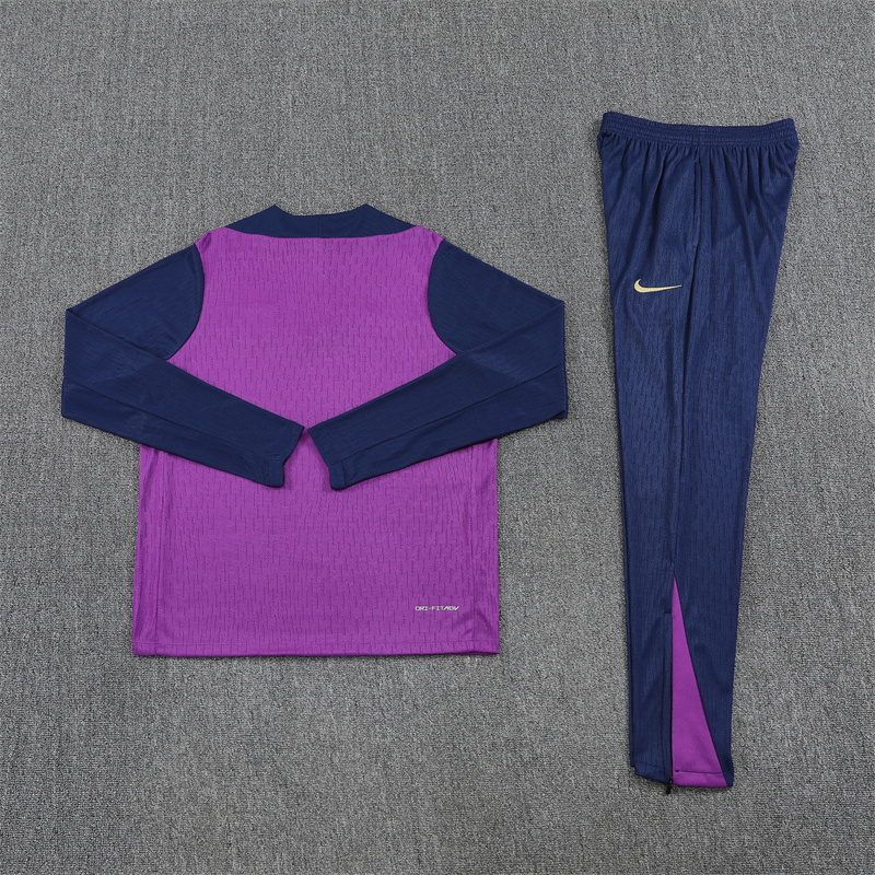 Player version 25-26 Bar purple with navy blue stripe half zipper sweater tracksuit