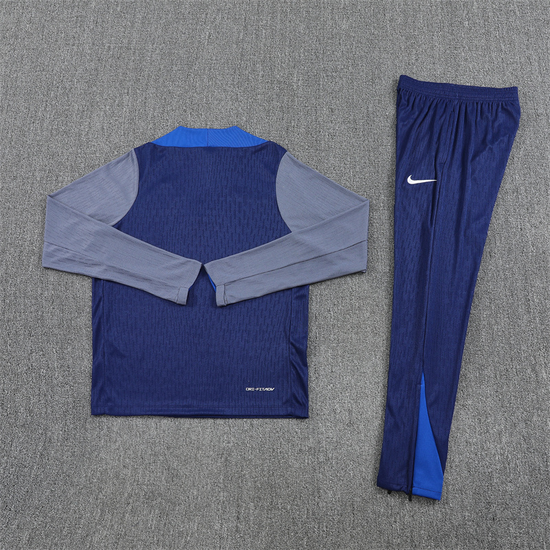 Player version 25-26 PS G navy blue with gray arm half zipper sweater tracksuit