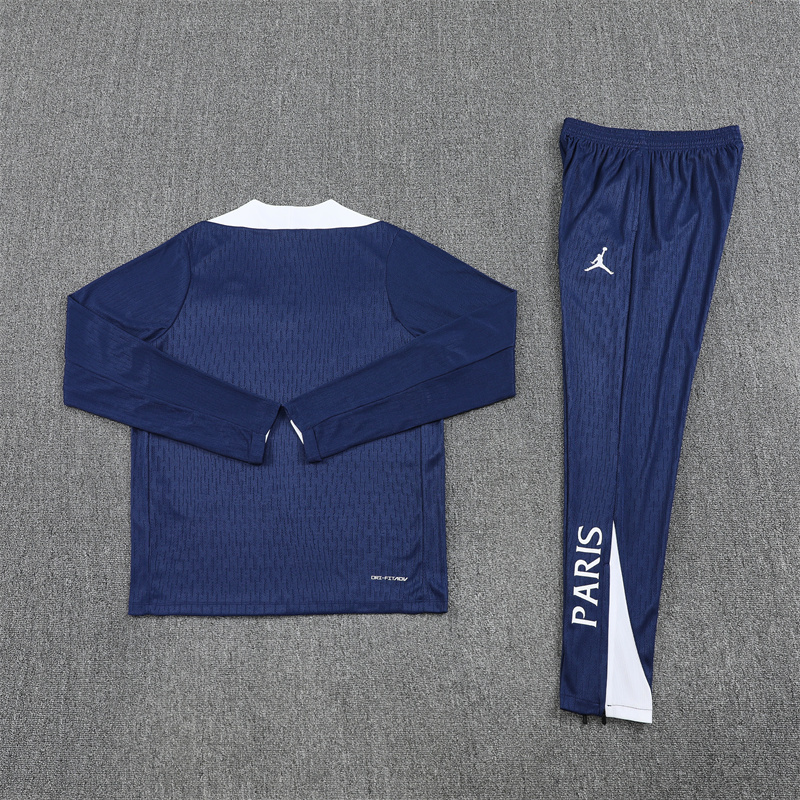 Player version 25-26 PS G navy blue with white stripe half zipper sweater tracksuit