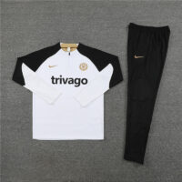 fans version 23-24 Chelsea white with black half zipper training tracksuit